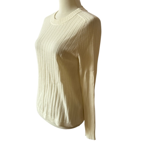 J MCLAUGHLIN SWEATER MERINO WOOL CASHMERE CREWNECK WIDE RIBBED LUXURY PREPPY S - Picture 4 of 9